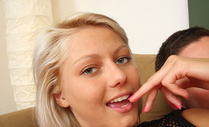 18 year old girl is pleasured with sex toys in canvas sneakers by man friend